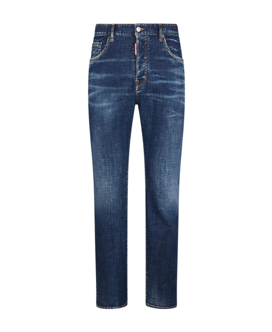 Dsquared2 Straight Leg Stretch Denim Jeans With Vintage Finish In Blue