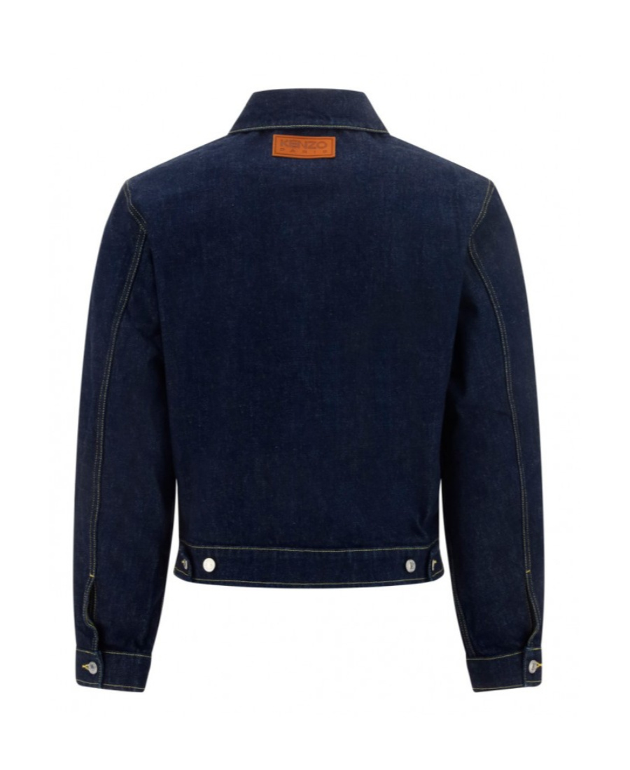 Kenzo Logo-patch Denim Trucker Jacket In Black