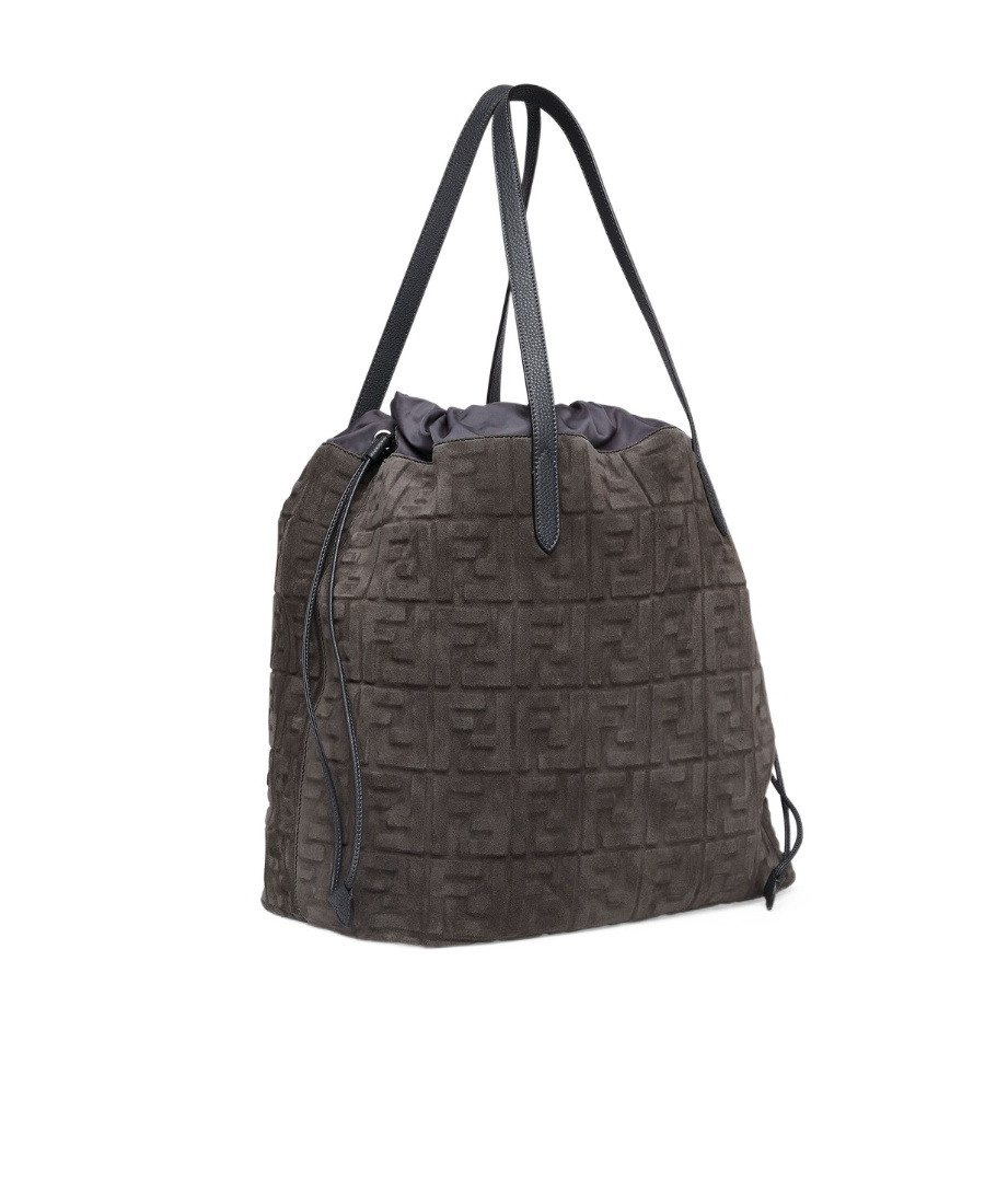 Fendi Ff Logo-embossed Tote Bag In Gray