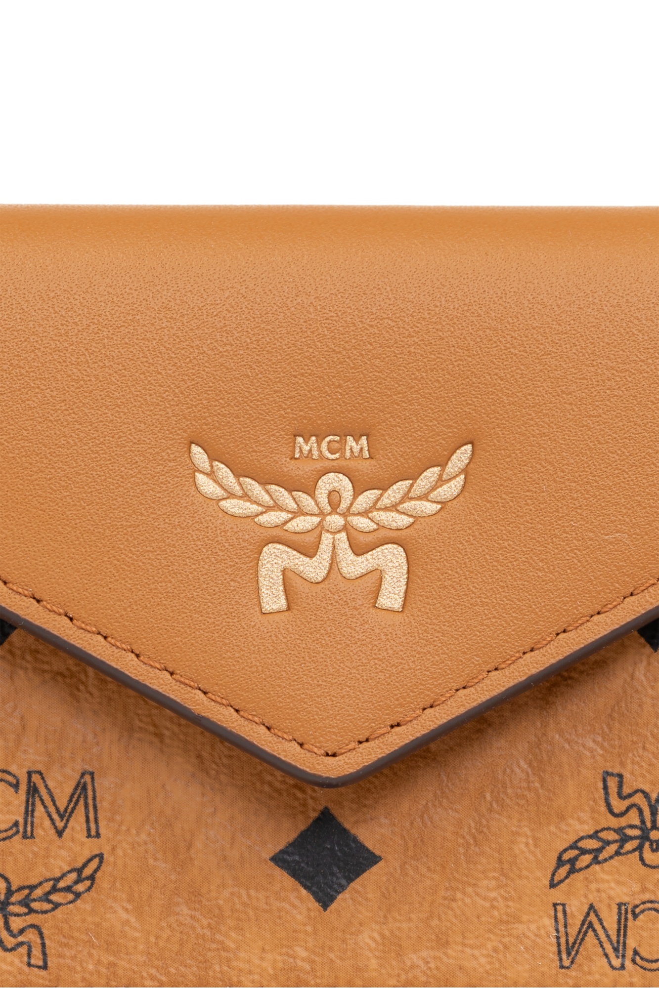 Mcm Small Aren Visetos Coated Canvas Trifold Wallet In Brown