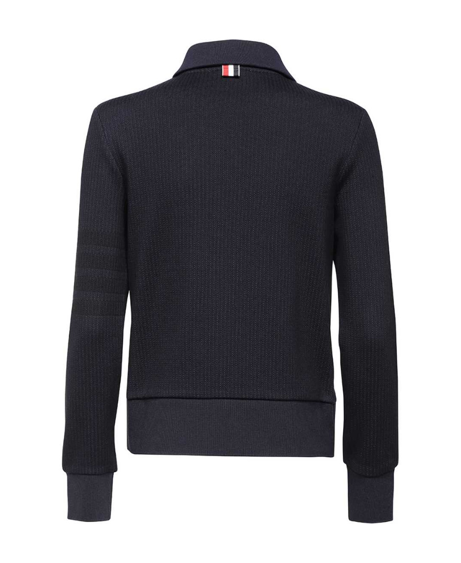 Thom Browne Seersucker 4-bar Zipped Jacket In Black