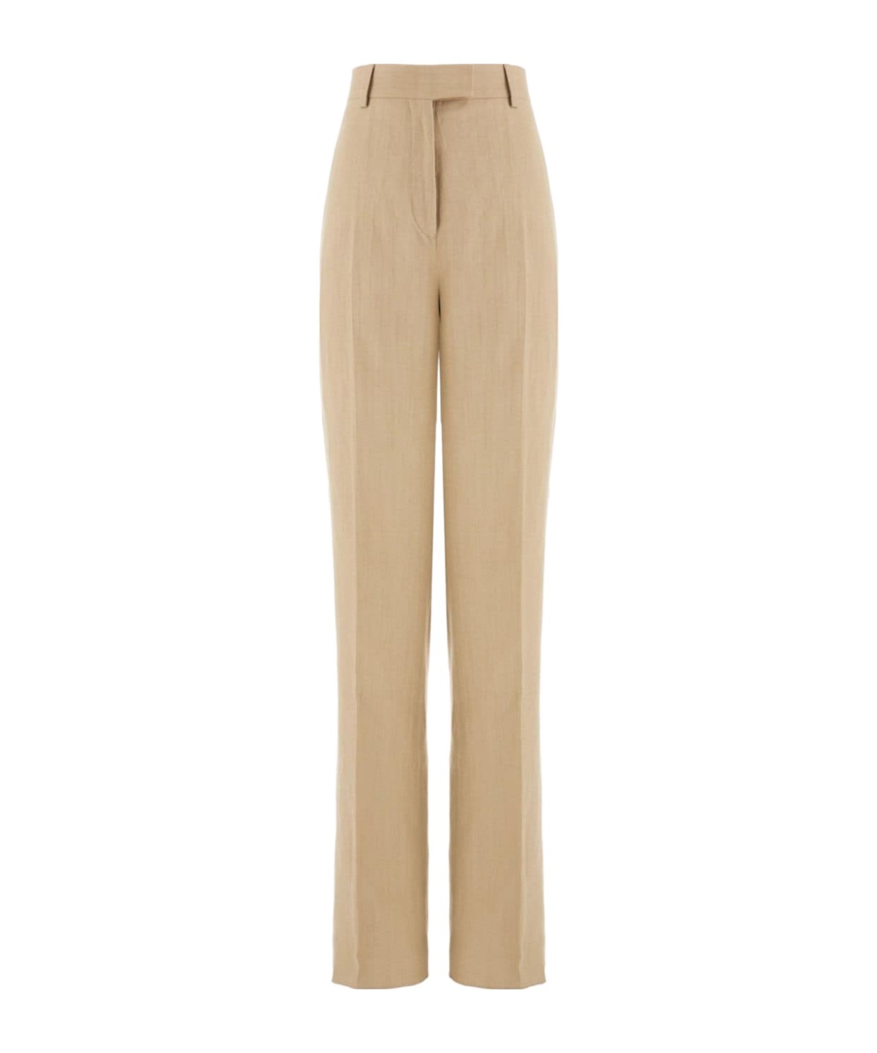 Ferragamo Woman Linen Blend Tailored Trouser In Nude