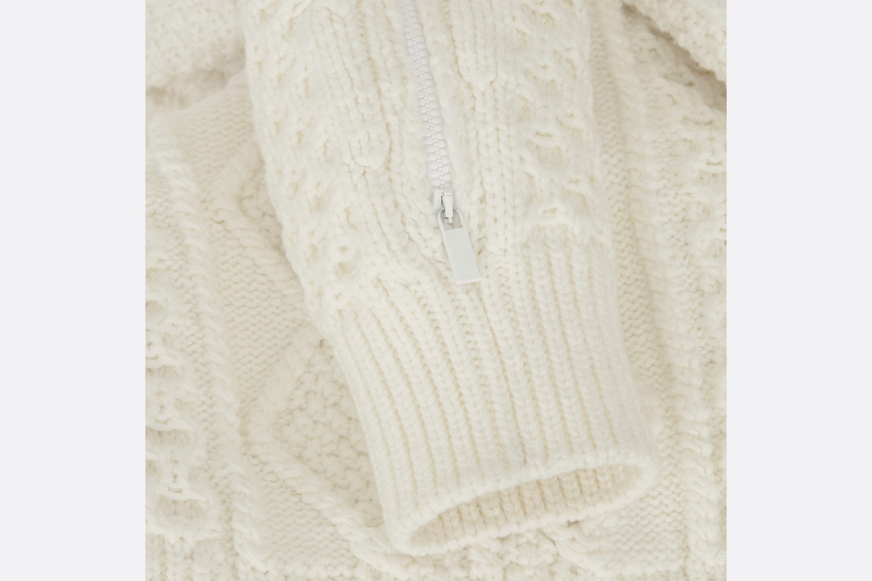 Dior Cable Knit Sweater With Ribbed Finish In White