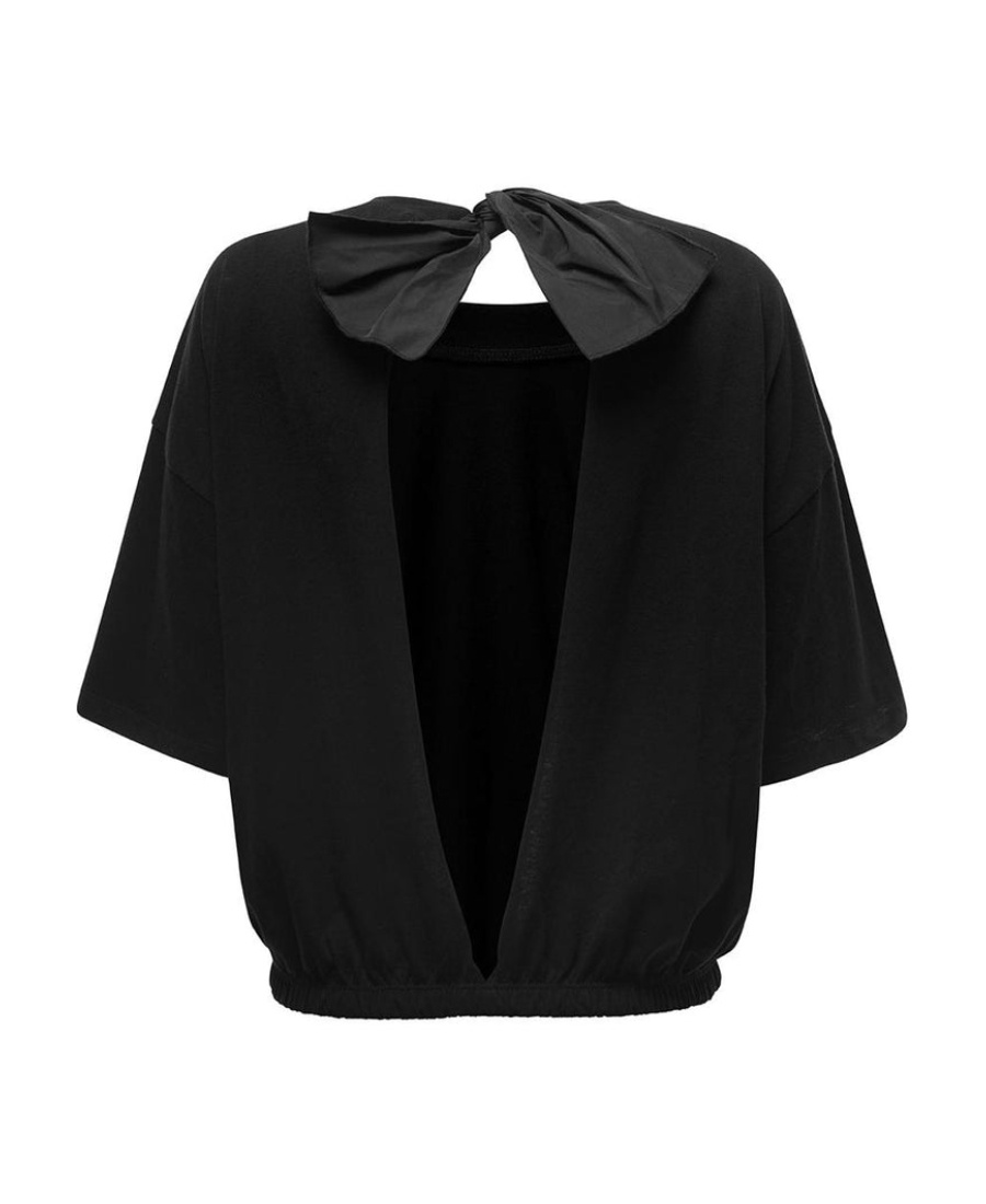 Red Valentino Logo T-shirt With Round Neck In Black