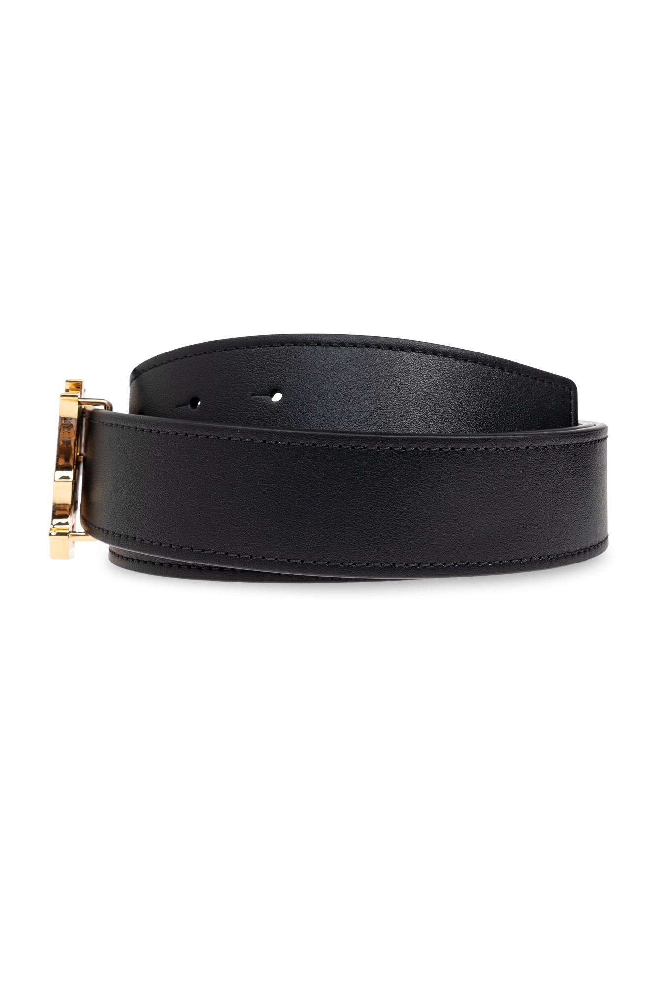 Amiri Black Belt With Logo Plaque On The Front In Leather Man