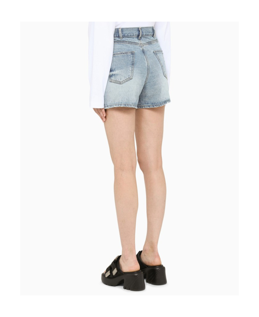 WE11 DONE LIGHT-WASH RIPPED DENIM-SHORTS 