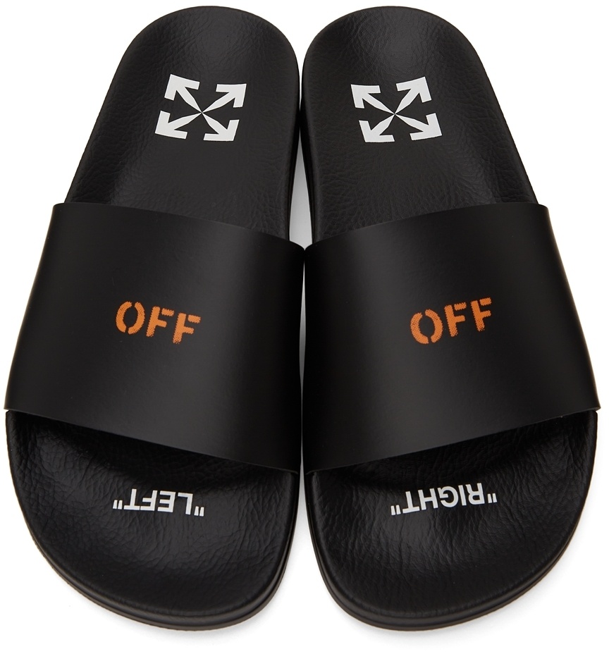 Off-white Logo-print Slides In Black