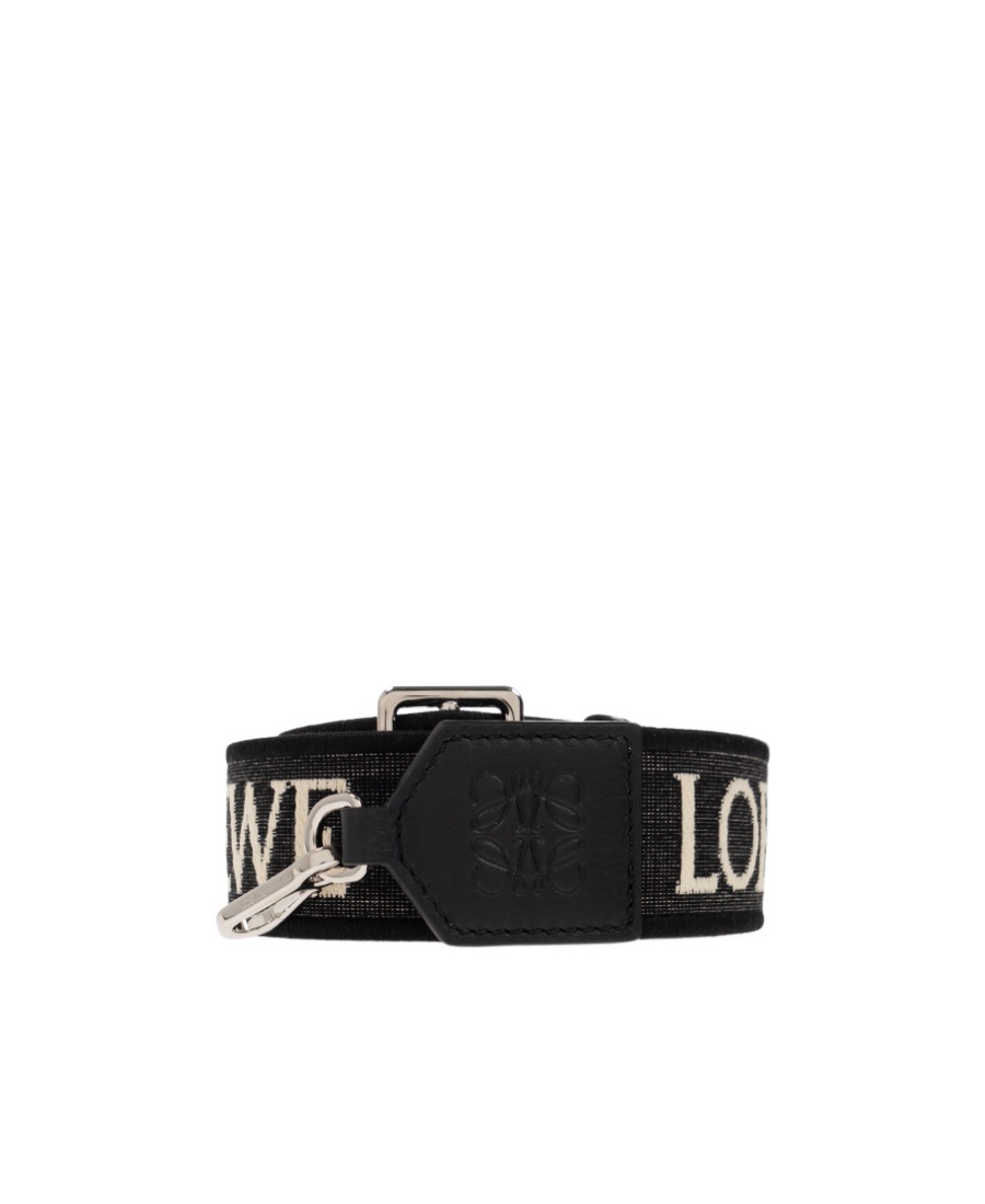 Loewe Anagram-jacquard Reversible Shoulder Strap In Black