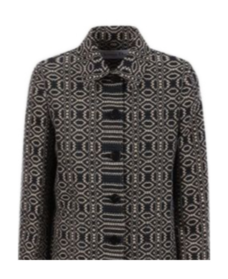 Dior Geometric Pattern Printed Casual Jacket In Black