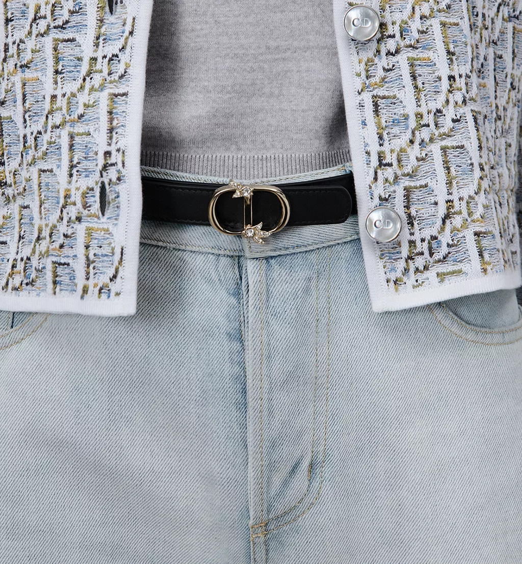 Dior Reversible Cd Mini Lily Belt In Gray