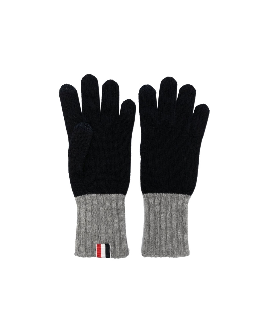 Thom Browne Touch-screen Wool Gloves In Black