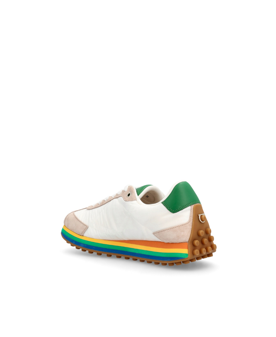 Ferragamo Iggy Rainbow-sole Sneakers In White