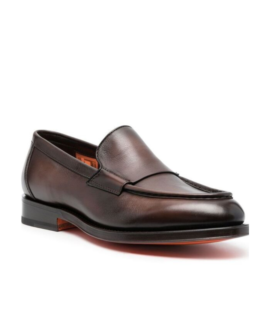 Santoni Logo Business Casual Shoes In Brown