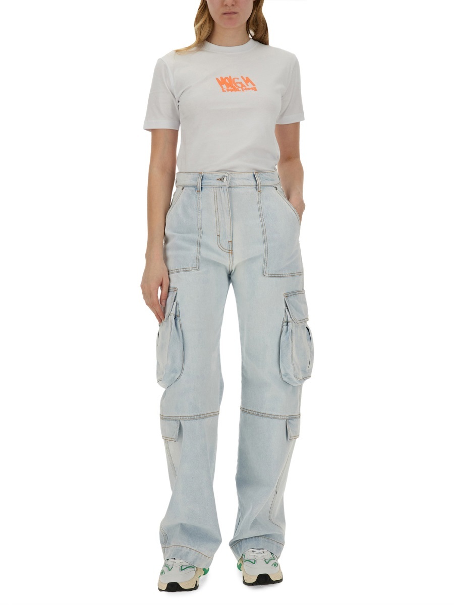 Msgm Logo Logo Short-sleeved T-shirt In White
