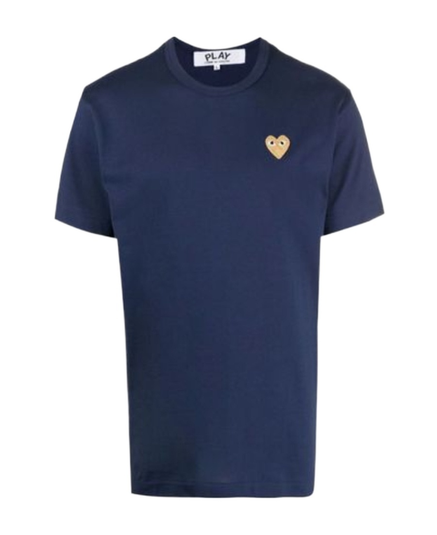 Comme Des Garçons Play Embroidered Heart T-shirt In Blue