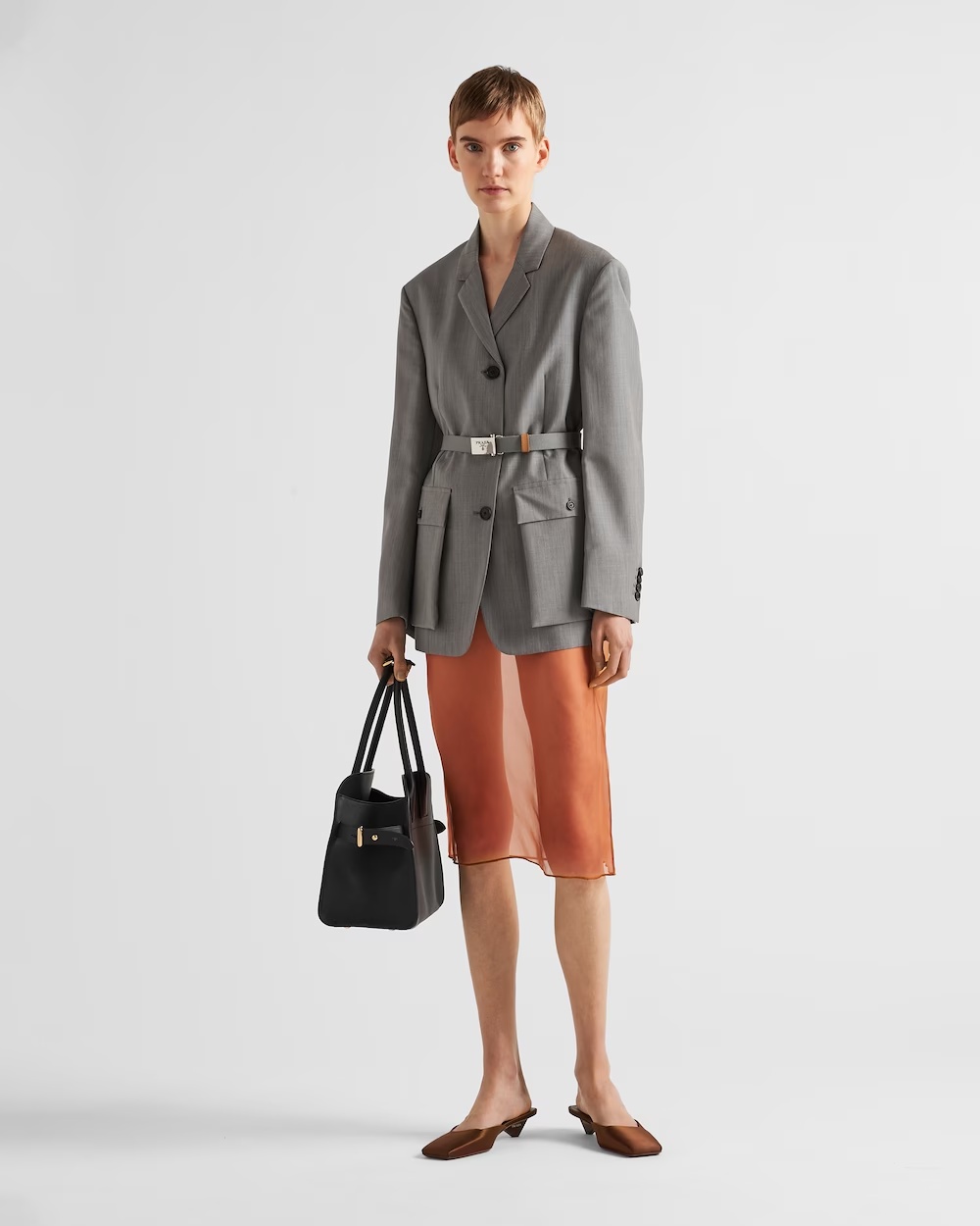 PRADA ORGANZA MIDI-SKIRT 