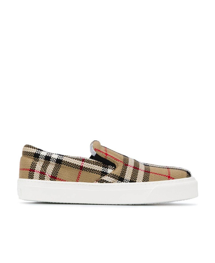 Burberry Vintage Check Slip-on Sneakers In Brown
