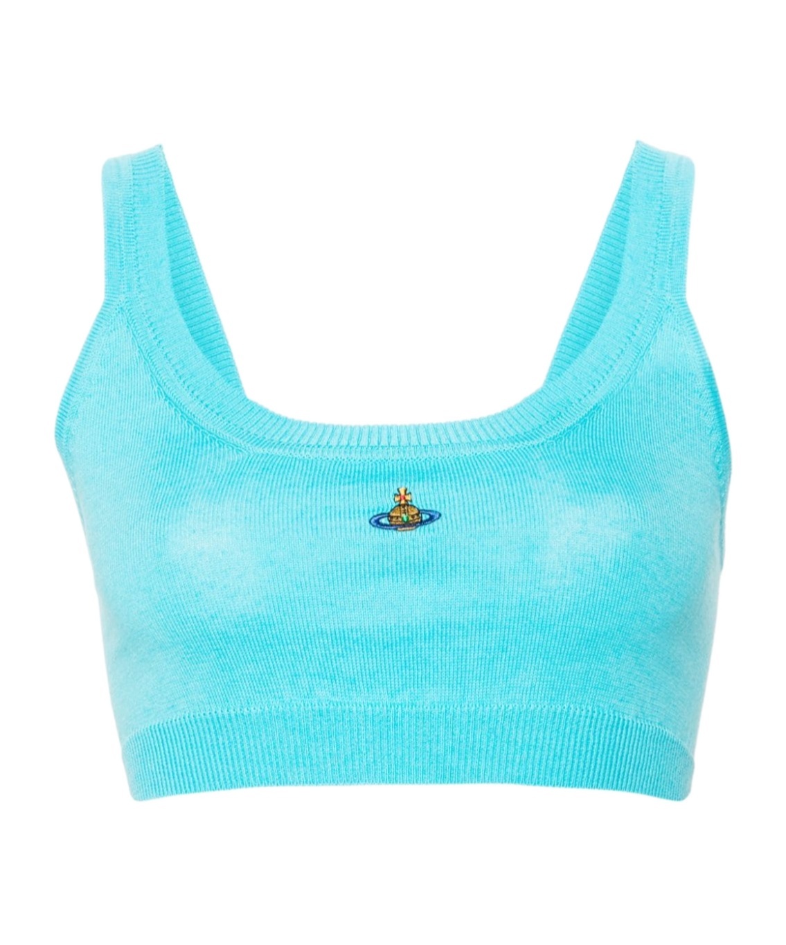 Vivienne Westwood Crop Top With Embroidered Orb Logo In Blue