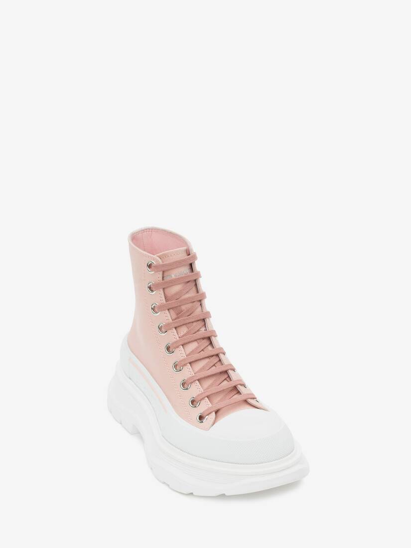 Alexander Mcqueen 45mm Tread Slick Leather Combat Boots In White