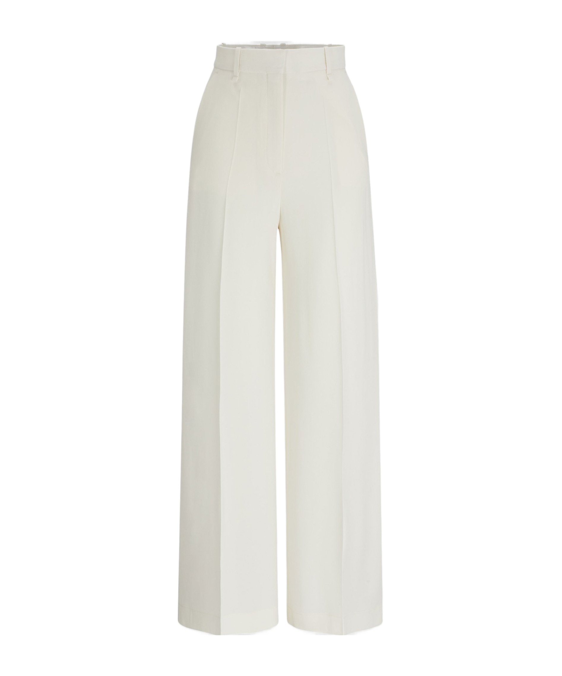 Hugo Boss High-waist Crepe Palazzo Pants In White