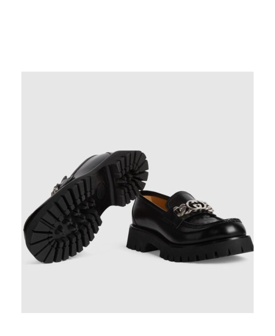 Gucci Interlocking G Logo Leather Loafers In Black