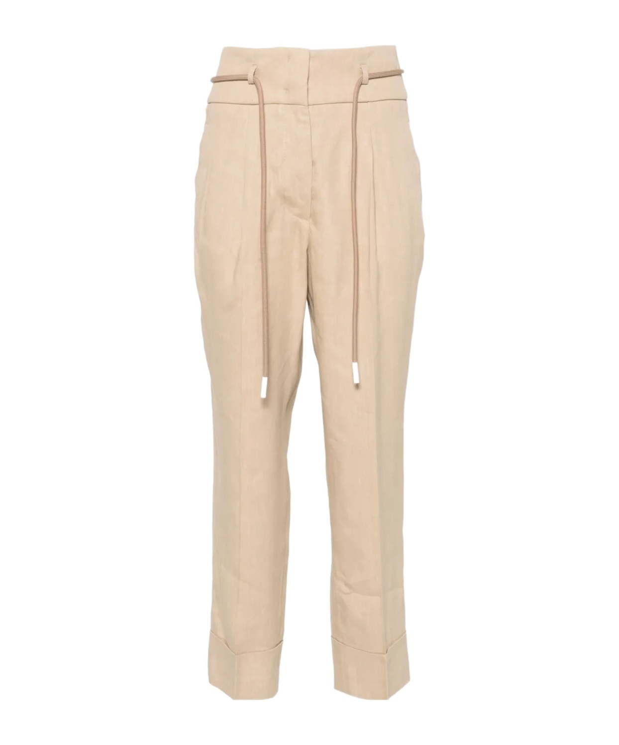 PESERICO PLEAT-DETAIL CROPPED TROUSERS