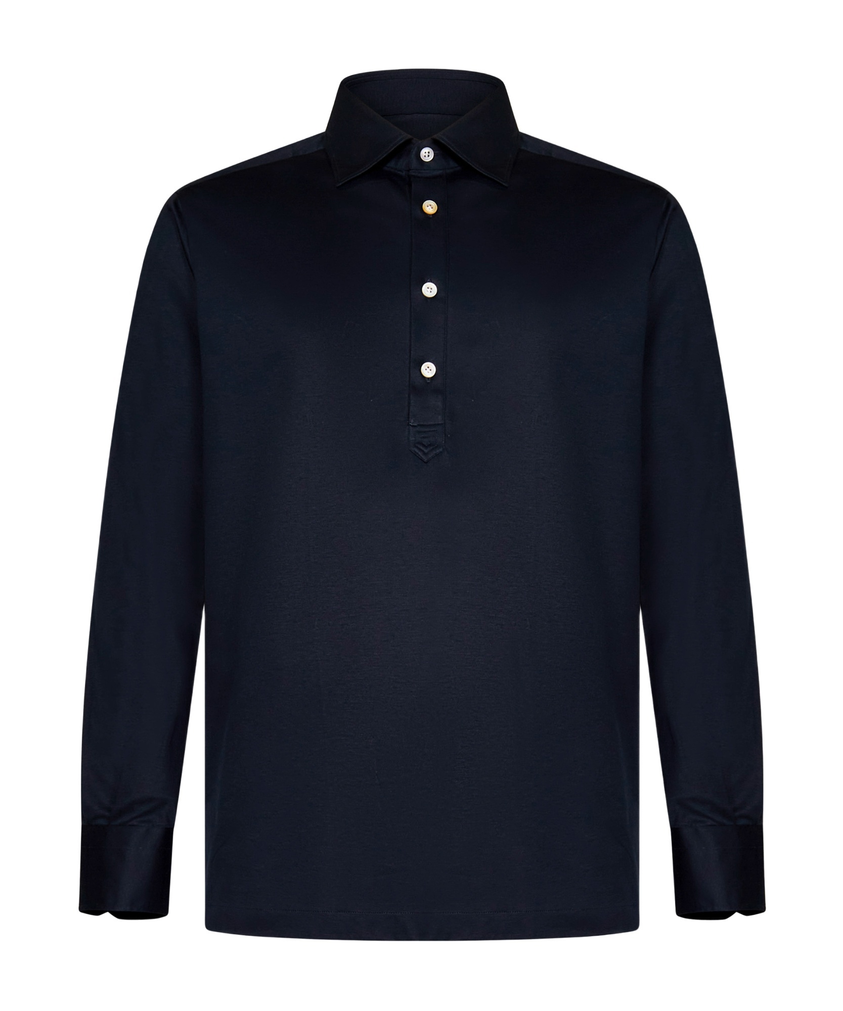 Shop Kiton Long-sleeved Polo Shirt In Black