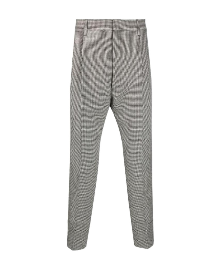 Dsquared2 Houndstooth-patterned Cropped Tailored Trousers In Gray