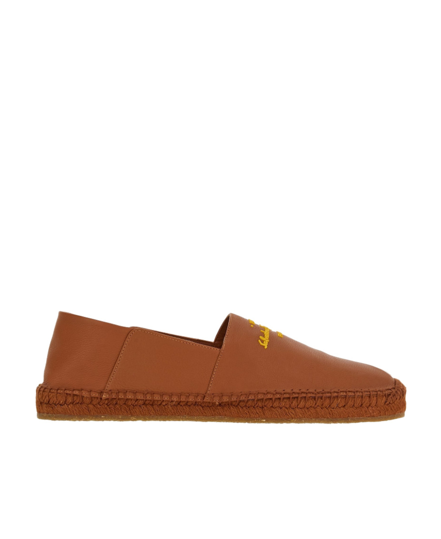 Ferragamo Gus Logo Leather Espadrilles In Brown