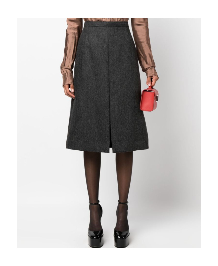 Dries Van Noten Split Half Skirt In Front Of High Waist In Black