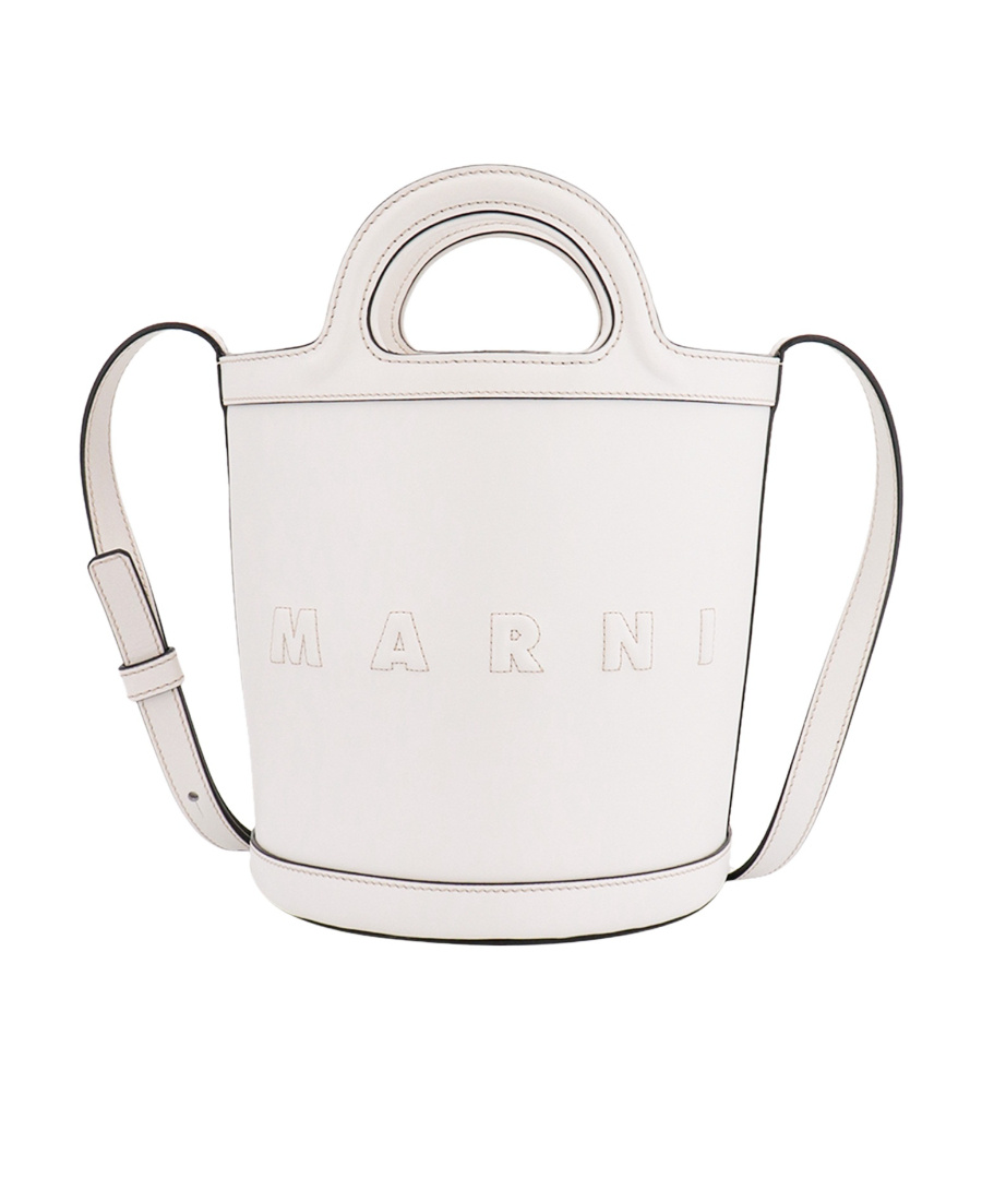 Marni Logo-embroidered Bucket Tote Bag In White