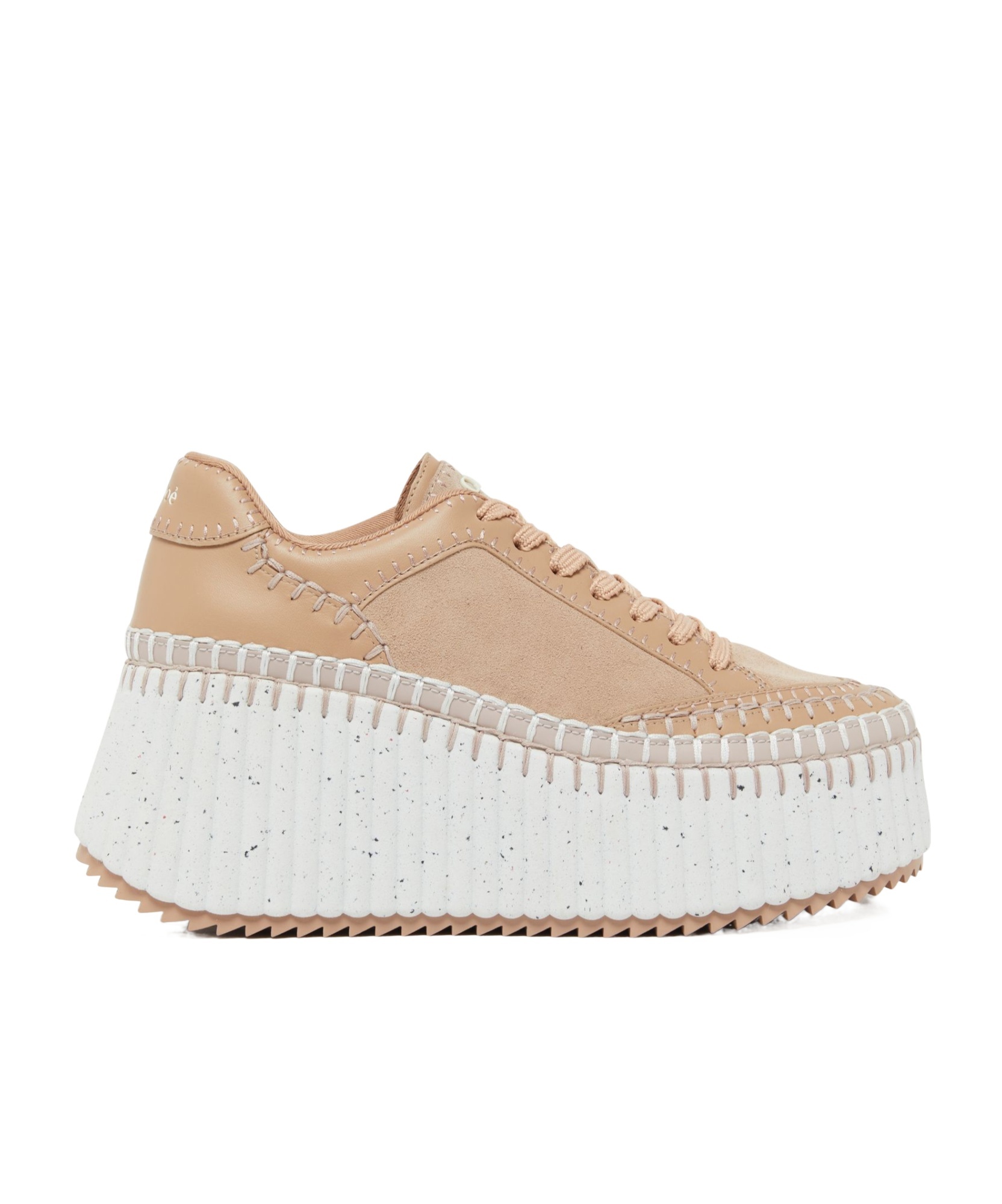 Chloé Platform Sneakers Elevated Round Toe In White