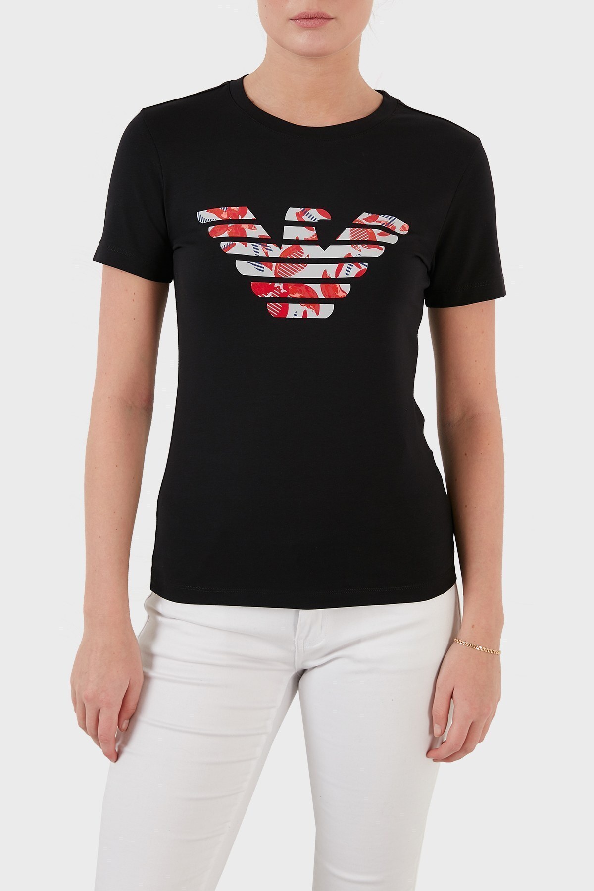 Shop Emporio Armani Round-necked Logo T-shirt In Black