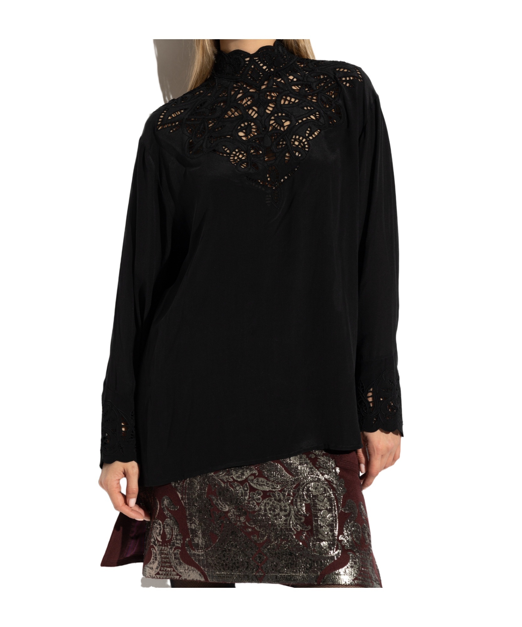 Etro Lace Detailed Long-sleeve Top In Black