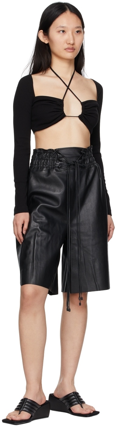 Rosetta Getty Black Cropped Long Sleeve T-shirt In Black