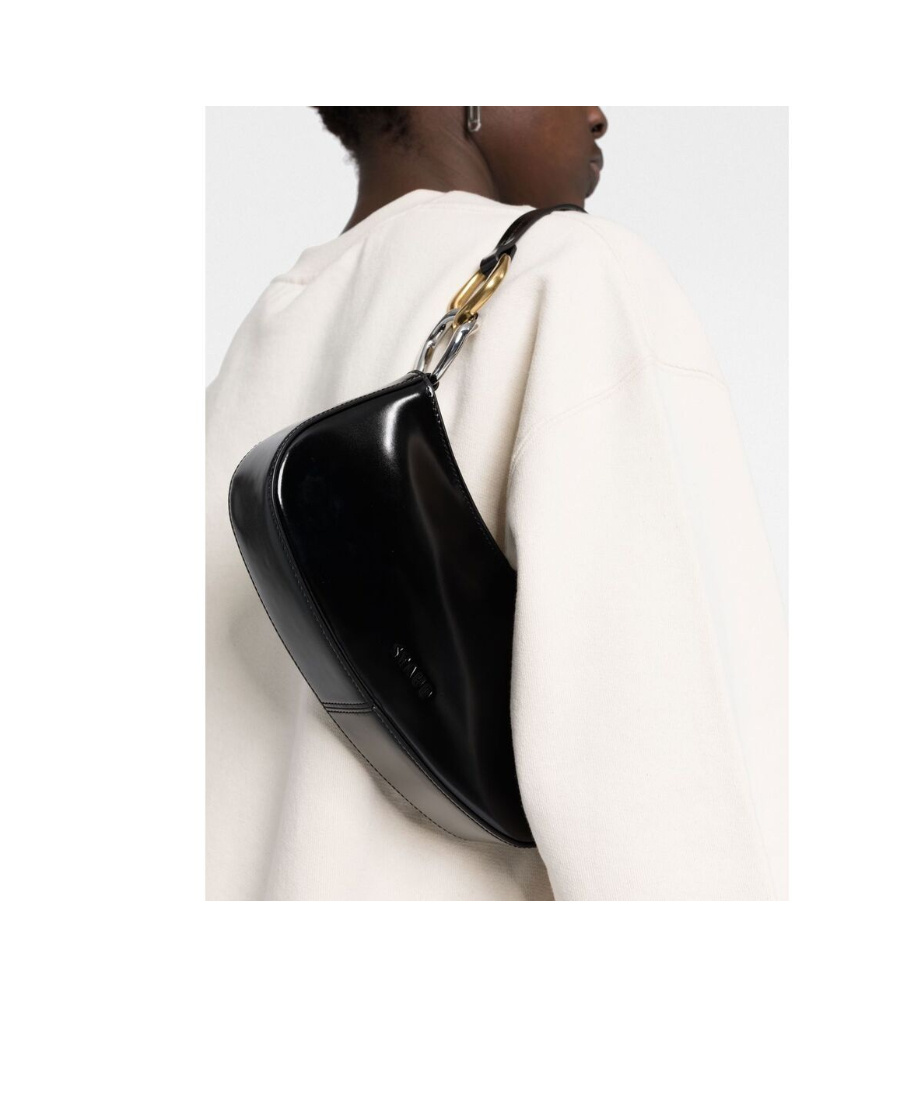 Shop Staud Logo Shoulder Bag In Black