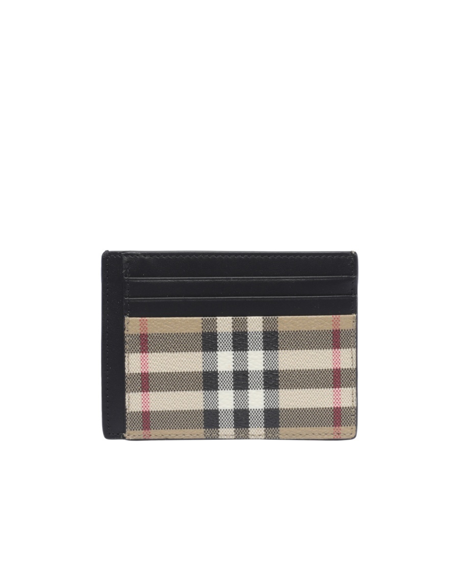 Burberry Beige Check Money Clip Card Holder In Nude