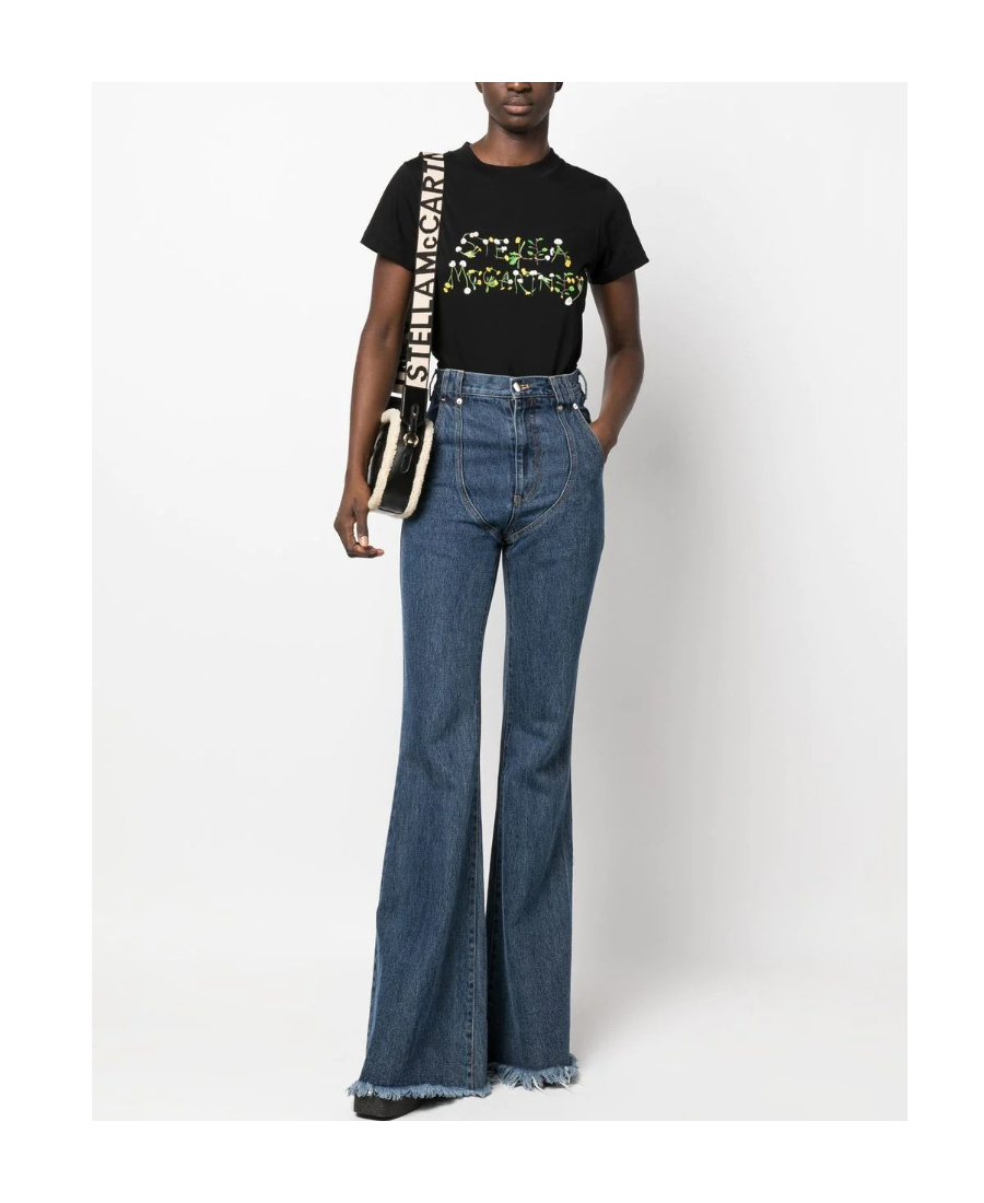 Stella Mccartney Dandelion Logo-print T-shirt In Black