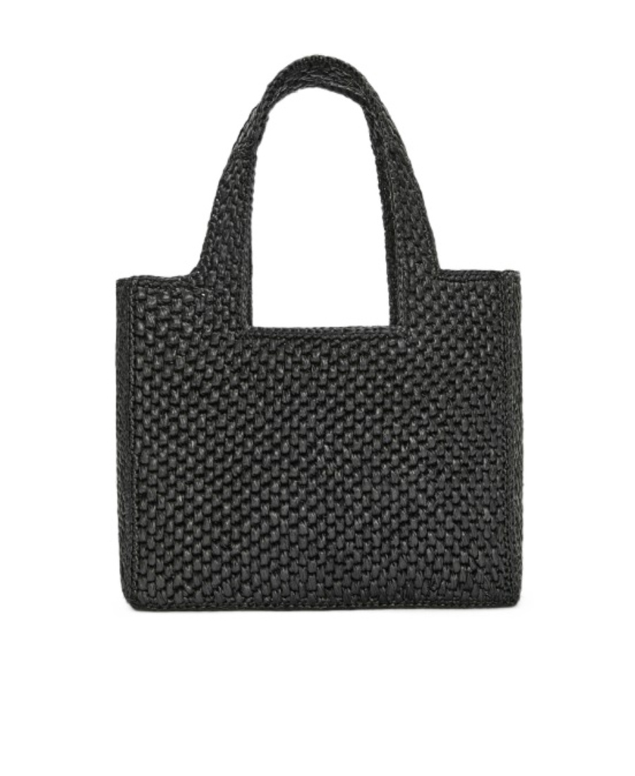 Loewe Logo Medium Tote Bag In Raffia In Black