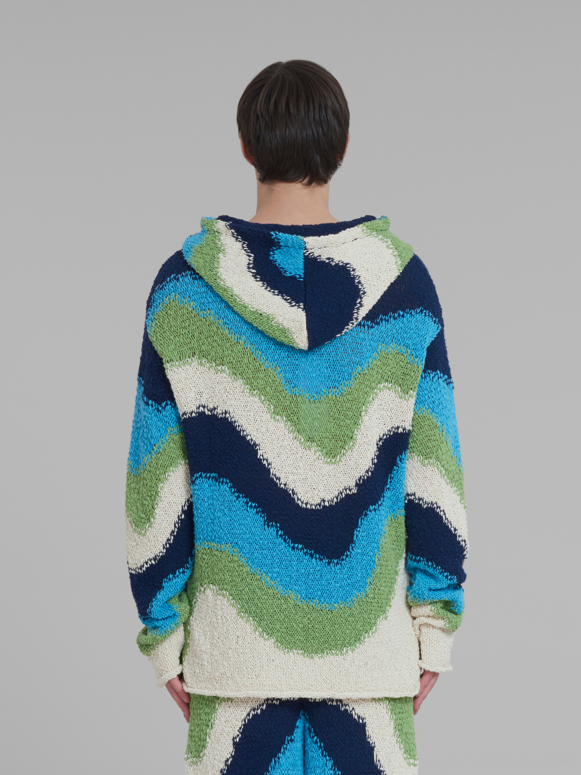 Shop Marni Blue Cotton Jumper With Hood