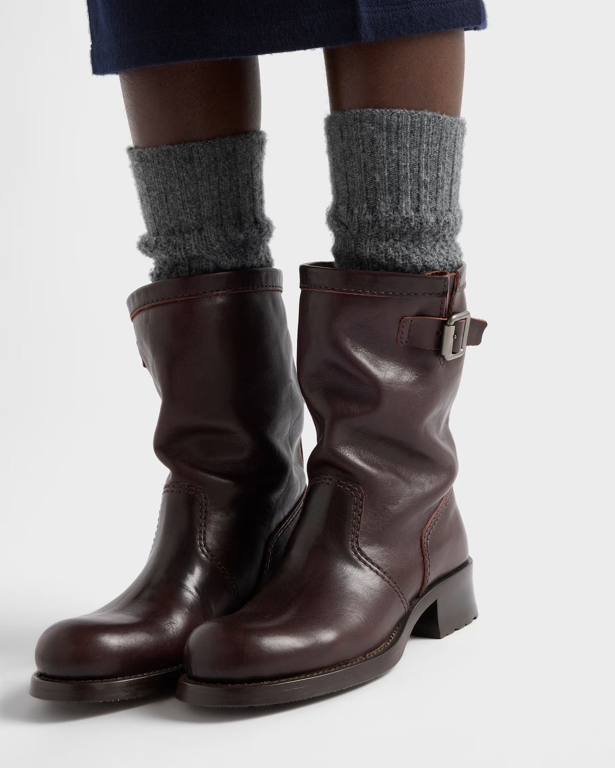 Prada Chocolate Brown Leather Boots In Brown