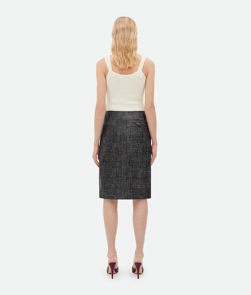 Bottega Veneta Stylish Black Printed Leather Midi Skirt For Women From Ss23 Collection In Gray