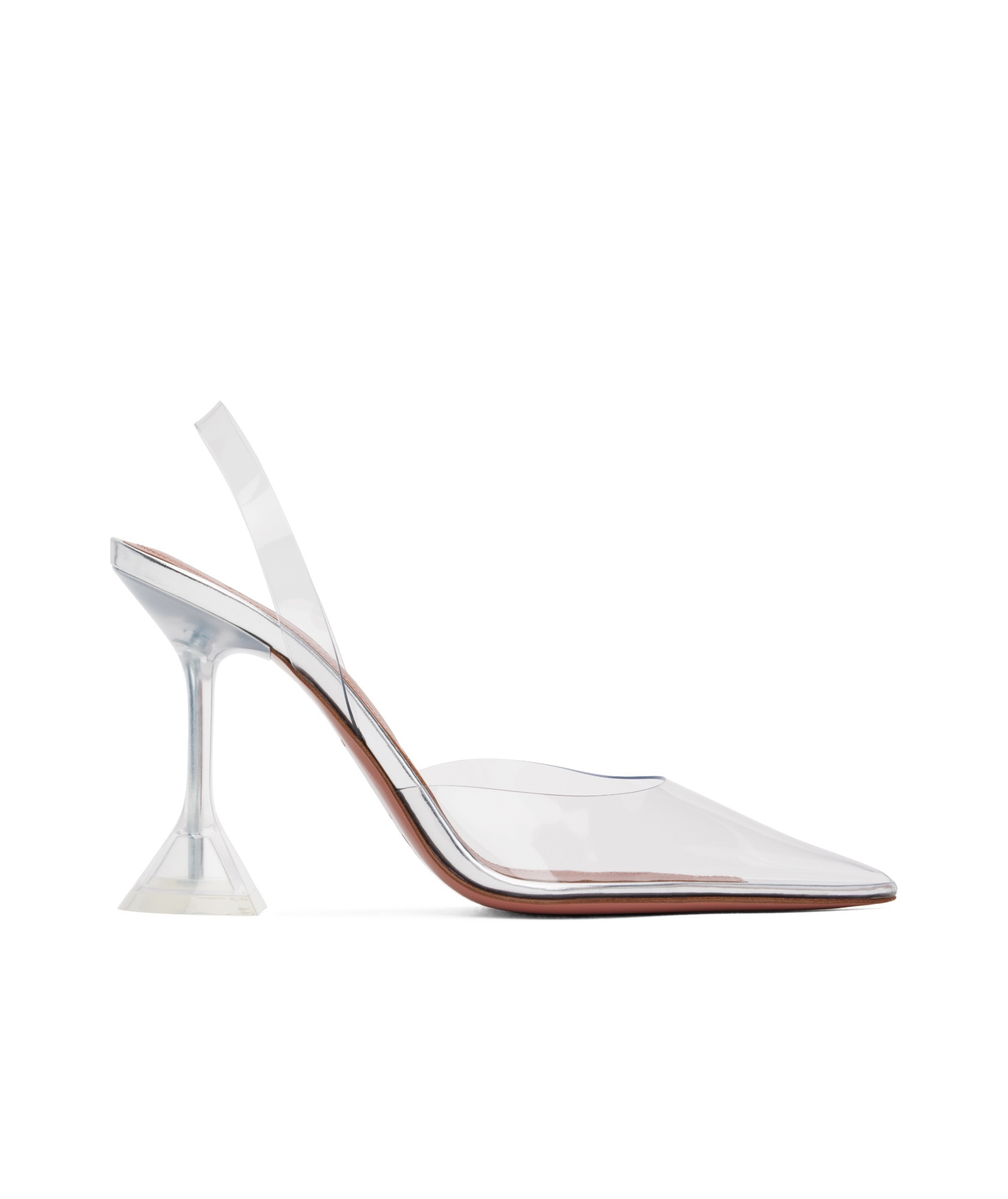 Amina Muaddi Transparent Holli Glass Sling Heels In White