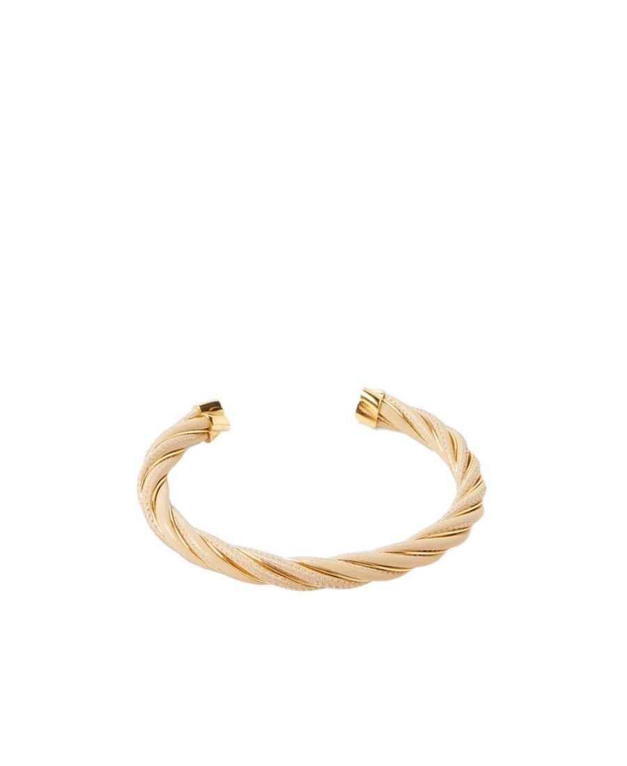 Bottega Veneta Twist Leather Cuff Bracelet In Yellow