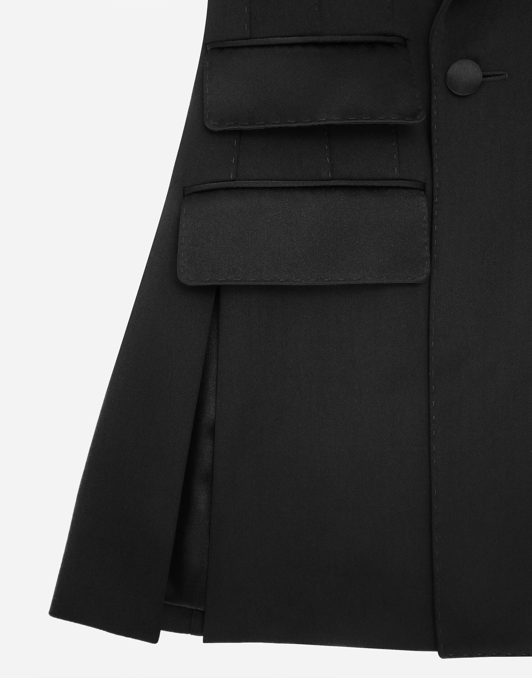Dolce & Gabbana Double-breasted Jacket With Applied Flower In Black