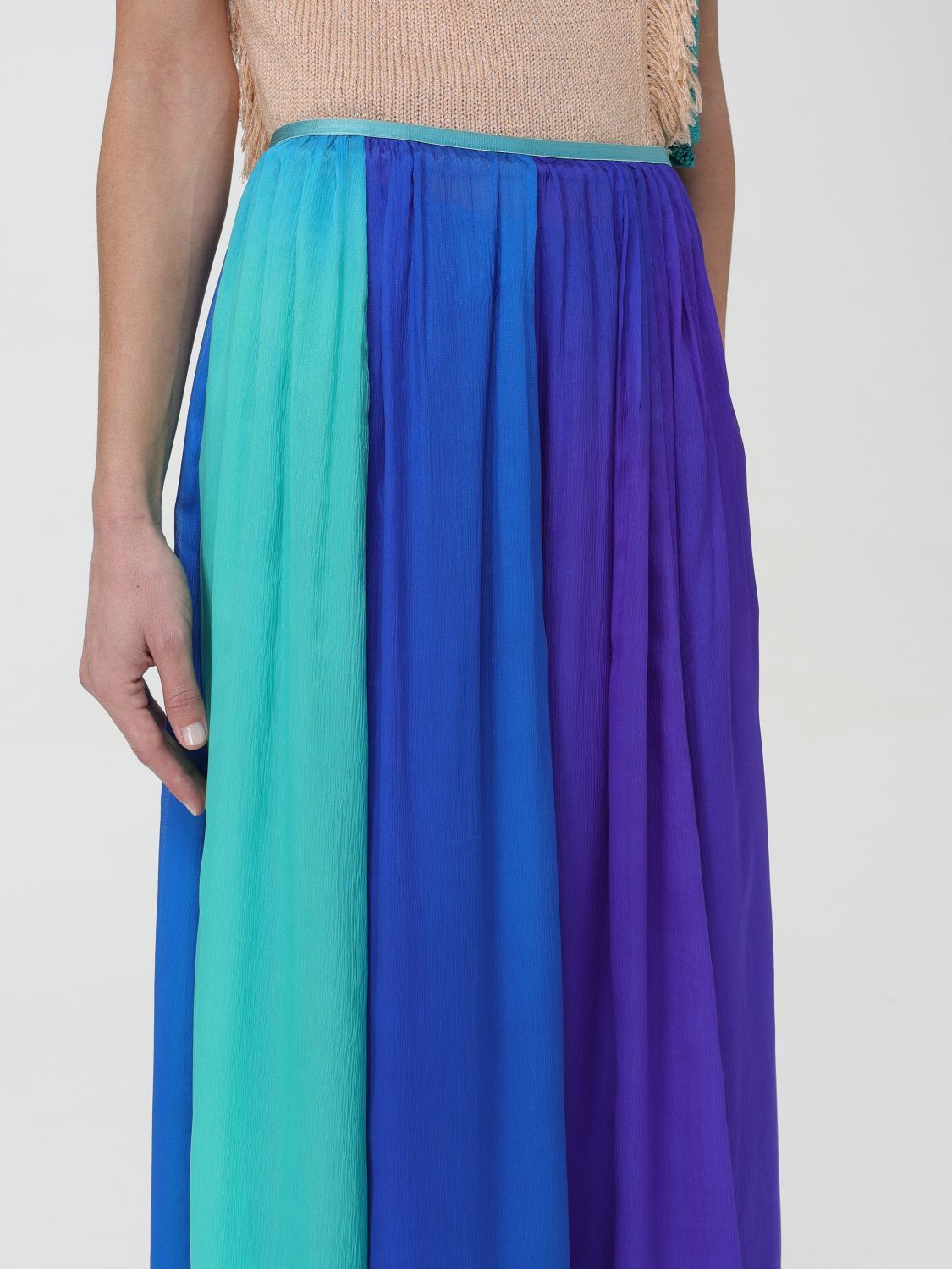 Shop Forte Forte Colourblock Maxi Skirt In Blue