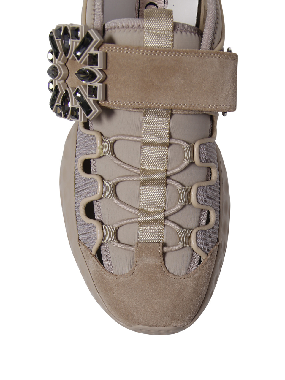 Roger Vivier Beige Viv Run Strass Buckle Sneakers In Nude