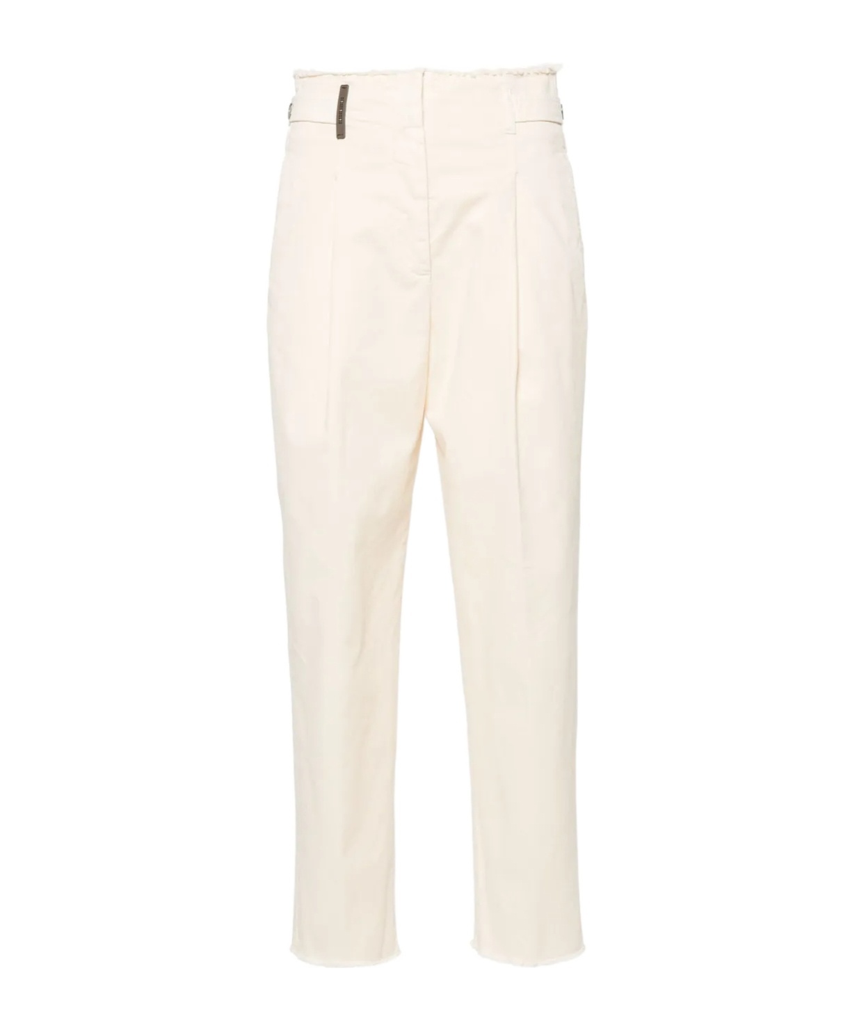 Peserico Frayed-brim Cropped Trousers In White
