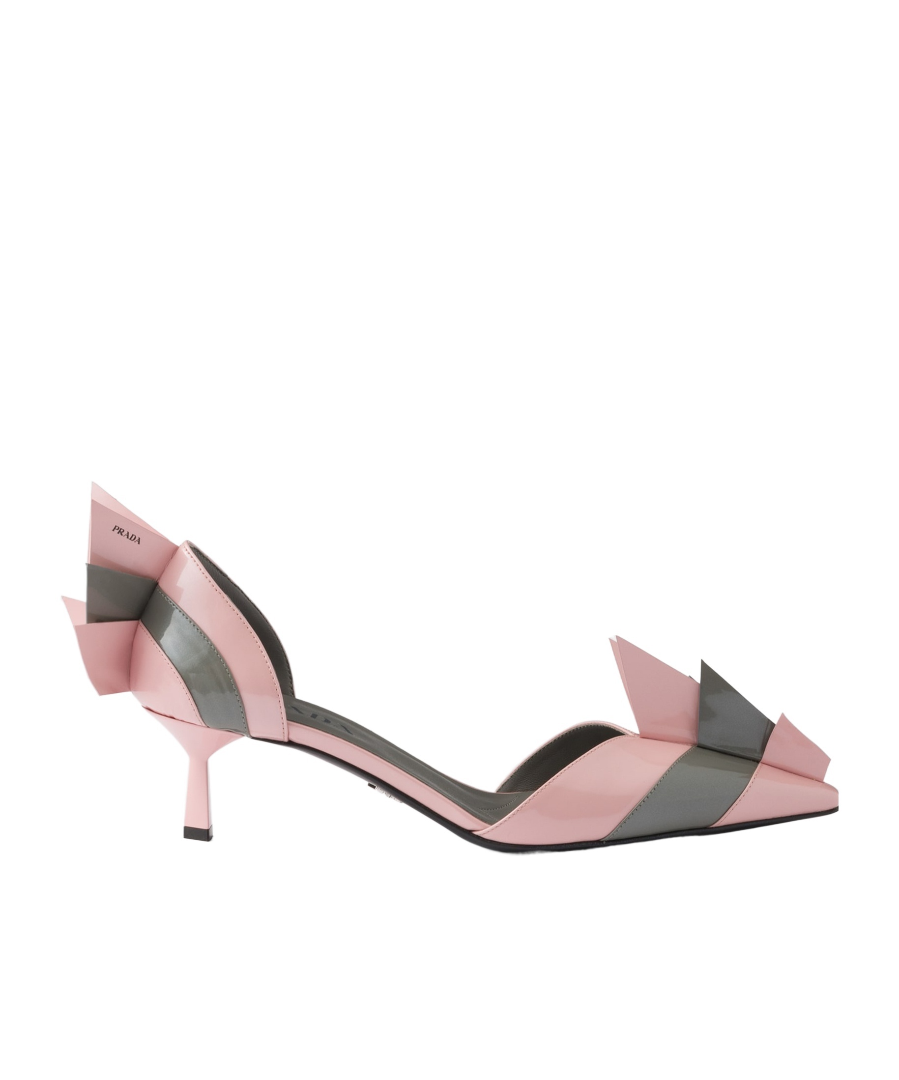 Prada Heel Pumps With Geometric Accents And Strappy Design In Pink