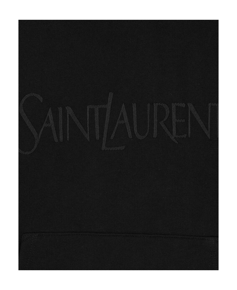 Saint Laurent Embroidered-logo Cotton Hoodie In Black